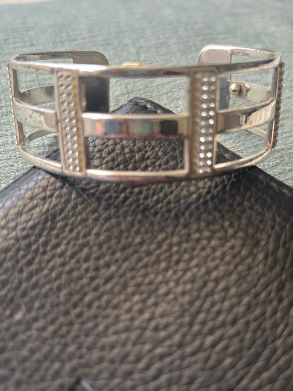Brighton Silver Cristo Cuff Bracelet with Crystal Rows